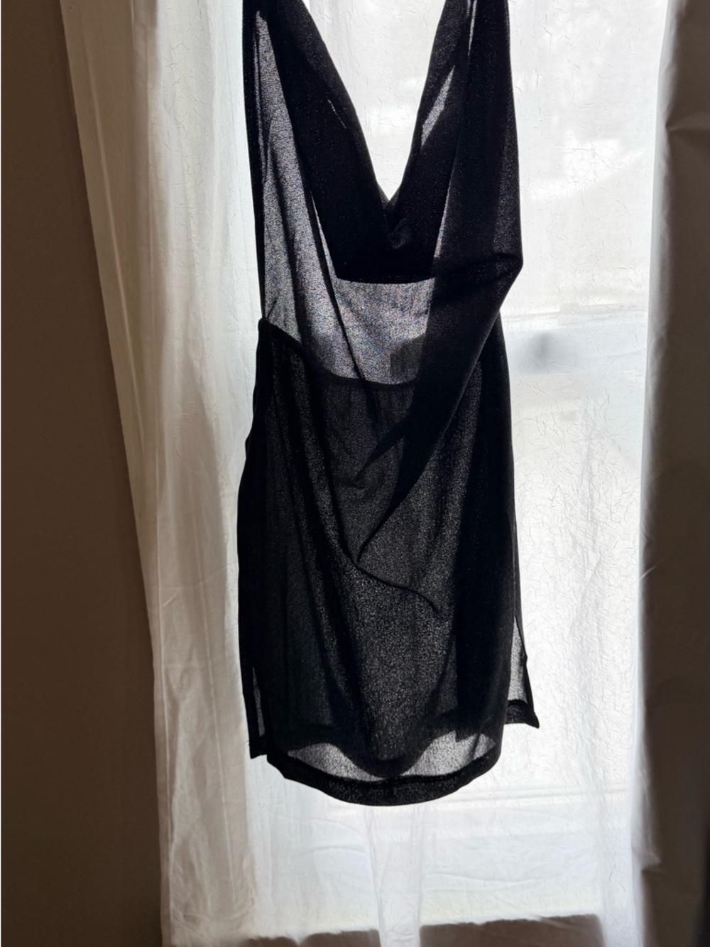 SHEIN Sparkling Black Halter Top with Cascading Deep Cowl Neckline - Picture 7 of 11